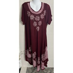 CW Classics Lightweight Maxi Dress Asymmetric Maroon L, Festival Boho Indie NWT